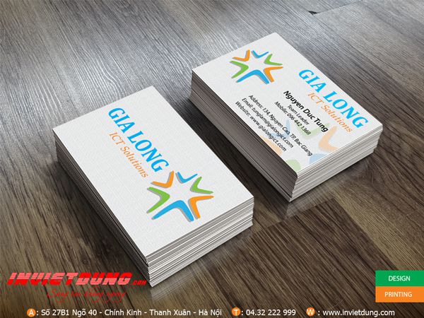 Mẫu card visit độc đáo cho công ty công nghệ ICT solutions Gia Long